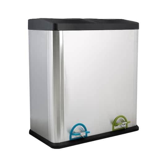 Organize It All Dual Compartment Stainless Recycle Bin
